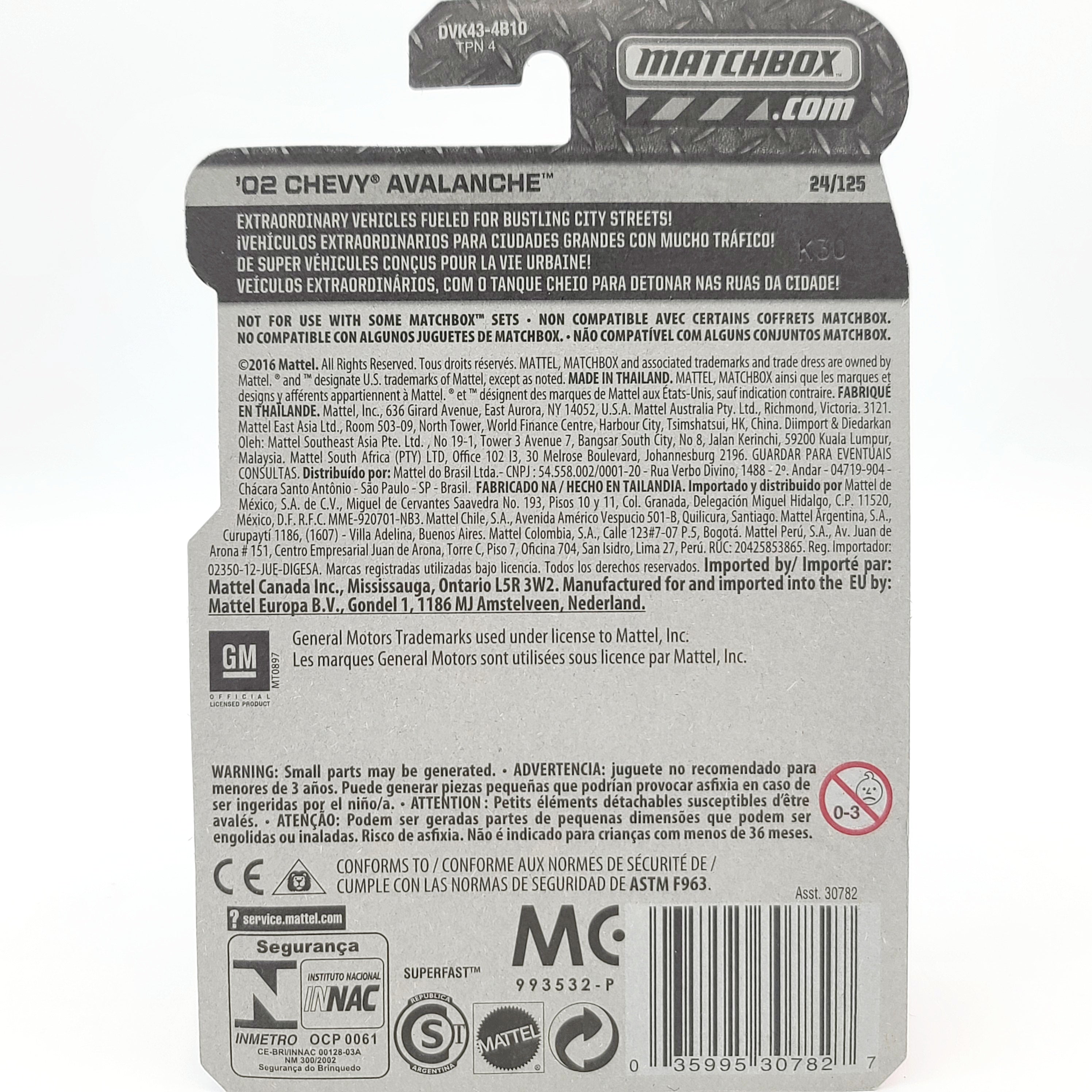 Matchbox '02 Chevy Avalanche Pick-up Truck (2016 MBX Basic)